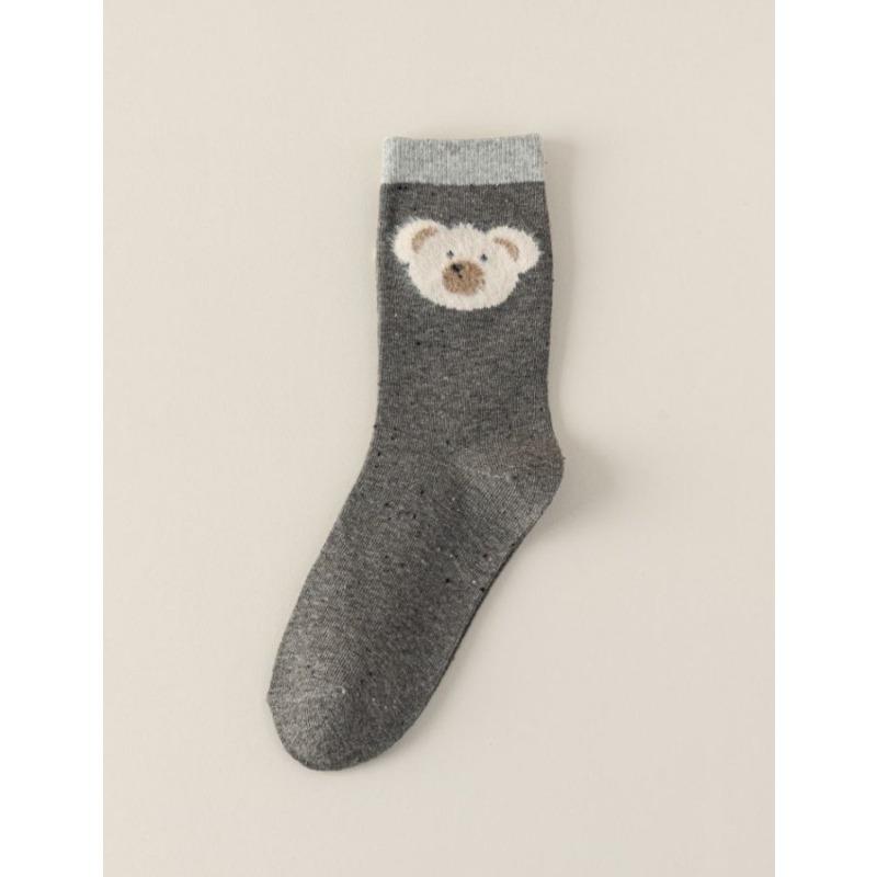 Autumn and Winter Trendy Cartoon Plush Cute Socks, Women's Mid-calf Socks, Pile Socks