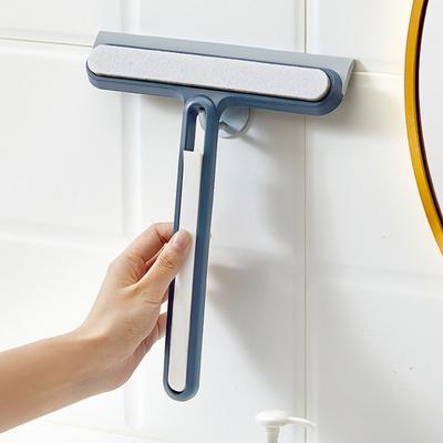 Glass Window Cleaning Scraper with Soft Sponge Brush & Non-slip Plastic Long Handle Multifunctional Cleaning Manual Tool