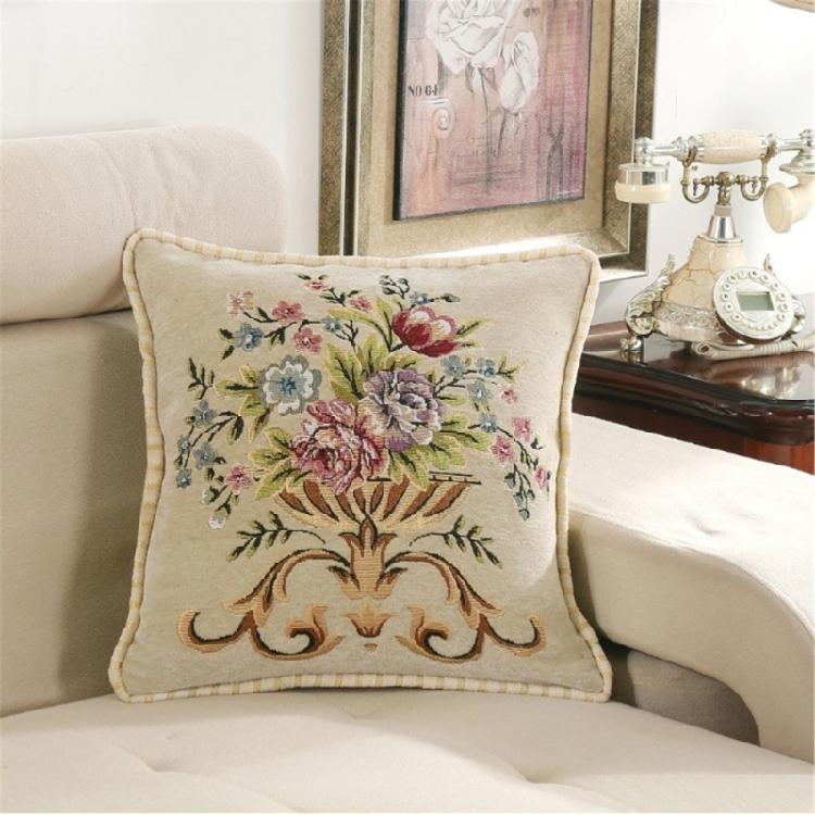 Luxurious Fabric Throw Pillow Cover with Detailed Embroidery,Pillowcase Gift for Modern Homes Soft Comfortable Fabric