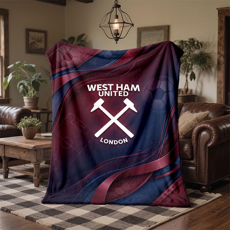 Coperta in Flanella con Stampa West Ham United Calcio Morbida Calda Coperta da Divano Letto per Casa Ufficio Camera da Letto