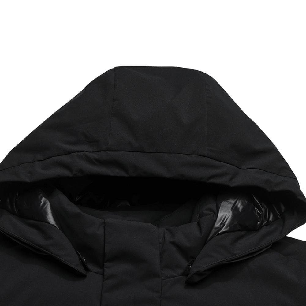 FILA Golf Series Simple Personality Trendy Casual Sports Comfortable Goose Down Warm Versatile Hooded Mid-Length Down Jacket A51M545901FBK