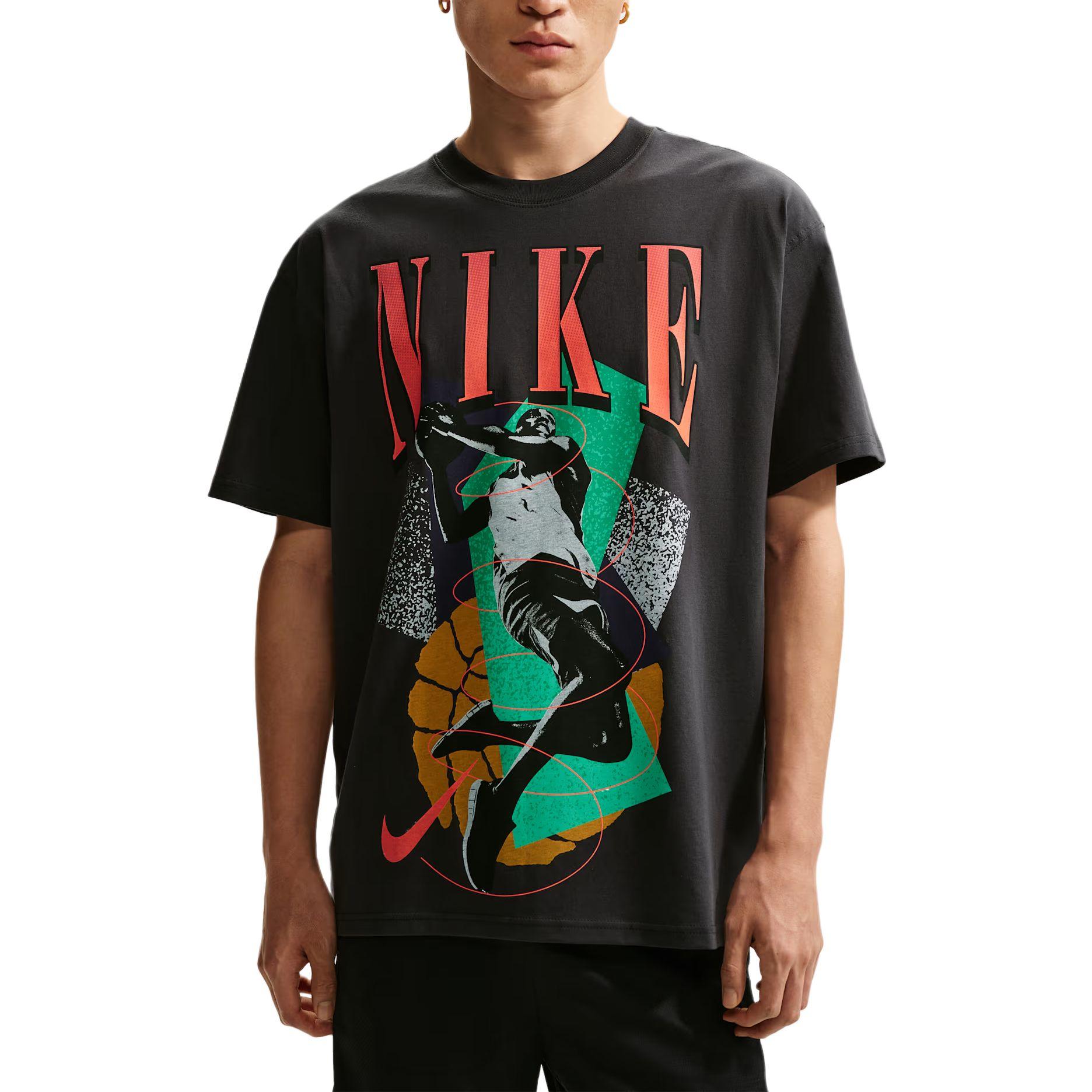 Nike Basketball Cotton Printed Pattern Loose Fit Short Sleeve T-Shirt Men tops IH4132-010 S