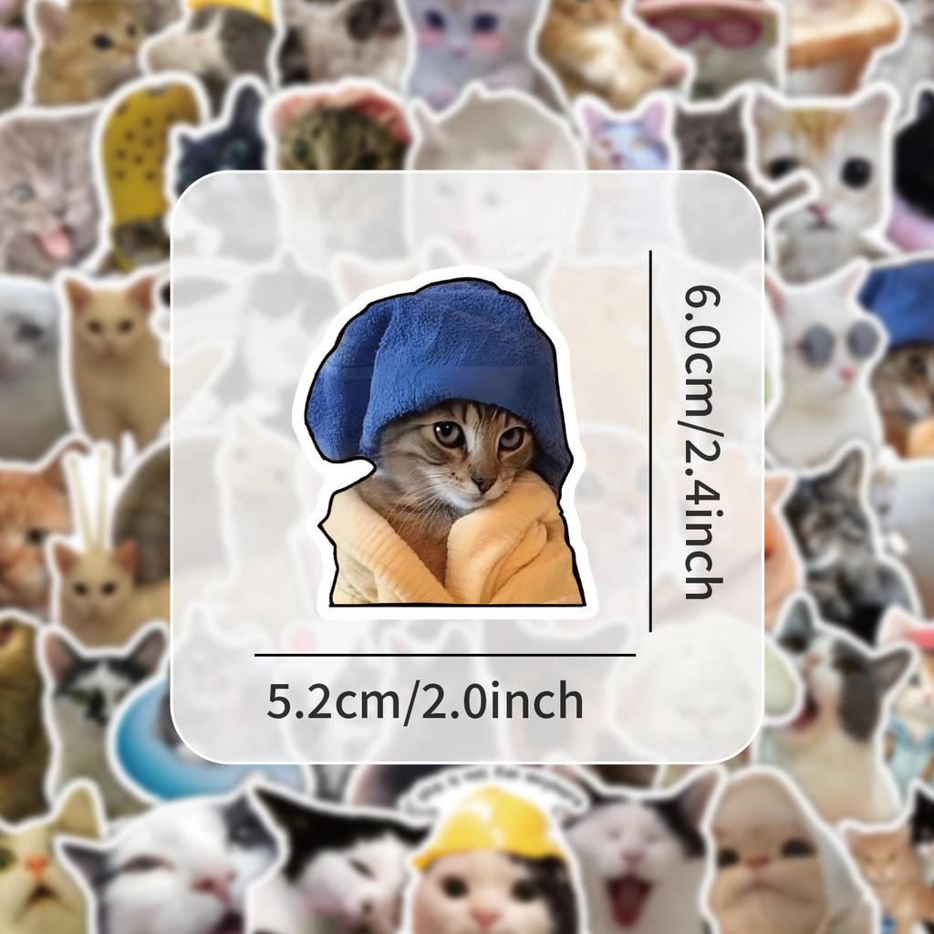 53 Sheets of Cute Cartoon Kitten Expression Stickers for Phone Cases, Planners, and Notebooks
