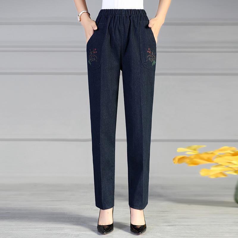 

Женские флисовые брюки средней посадки и старые джинсы, утолщенные, свободные, прямые, с эластичной талией, зимние, повседневные женские брюки для мамы, утолщенные и теплые 4XL (recommended 3 feet 3 feet 2)