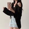 Chic Loose V-neck Off Shoulder Casual Knitted Pullovers Women Summer Thin Long Sleeve Knitwear Women Solid Elegant Fashion Sweater Woman Clothes 26587