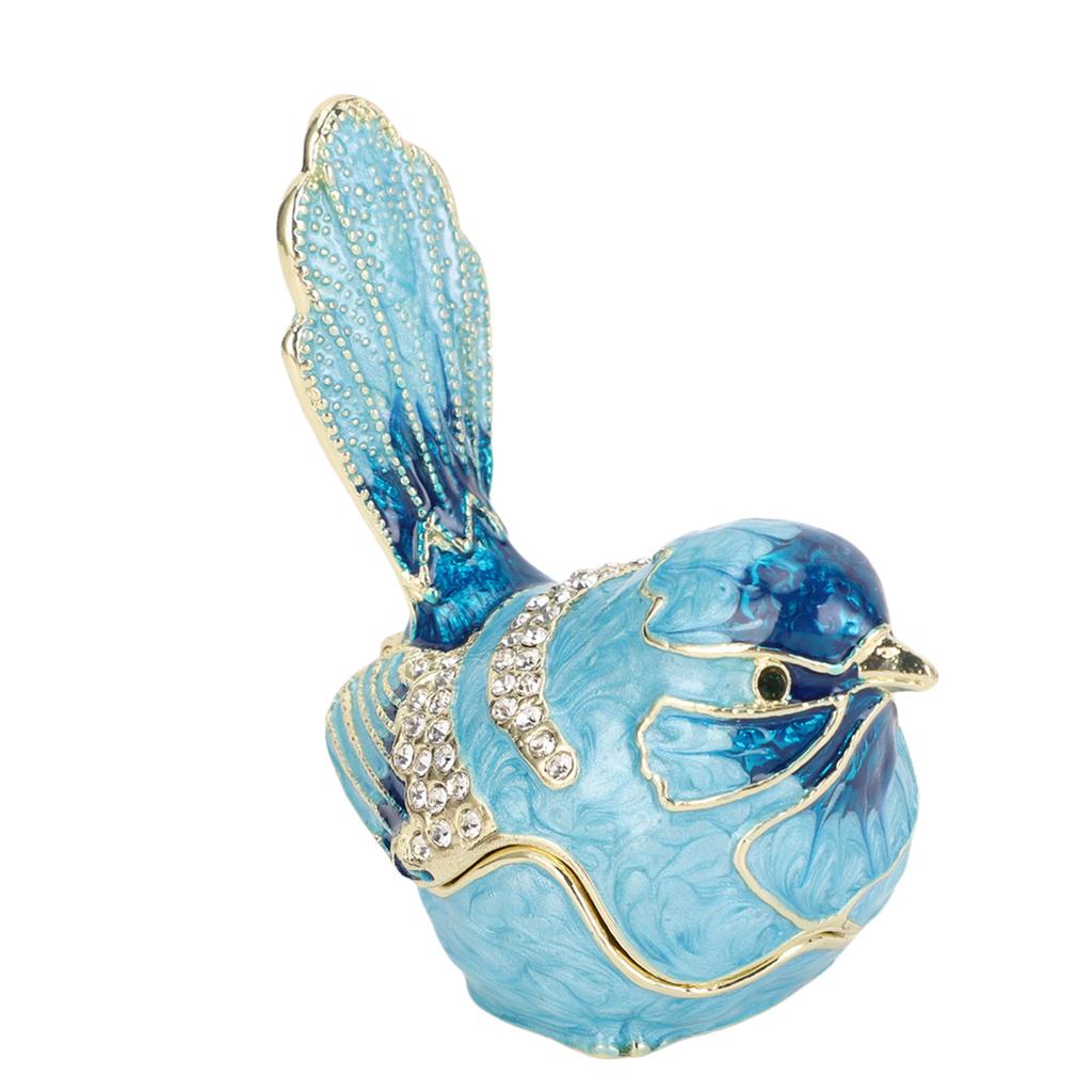 Bird Trinket Box Hinged with S Metal Enamel Jewelry Box Necklace Ear S Storage Birds Figurines Home Decor
