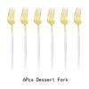 6pcs/Set Black Gold Dessert Fork Set Mirror Stainless Steel Colorful Fork Set Tableware Cutlery Set Home Party Kitchen Tableware