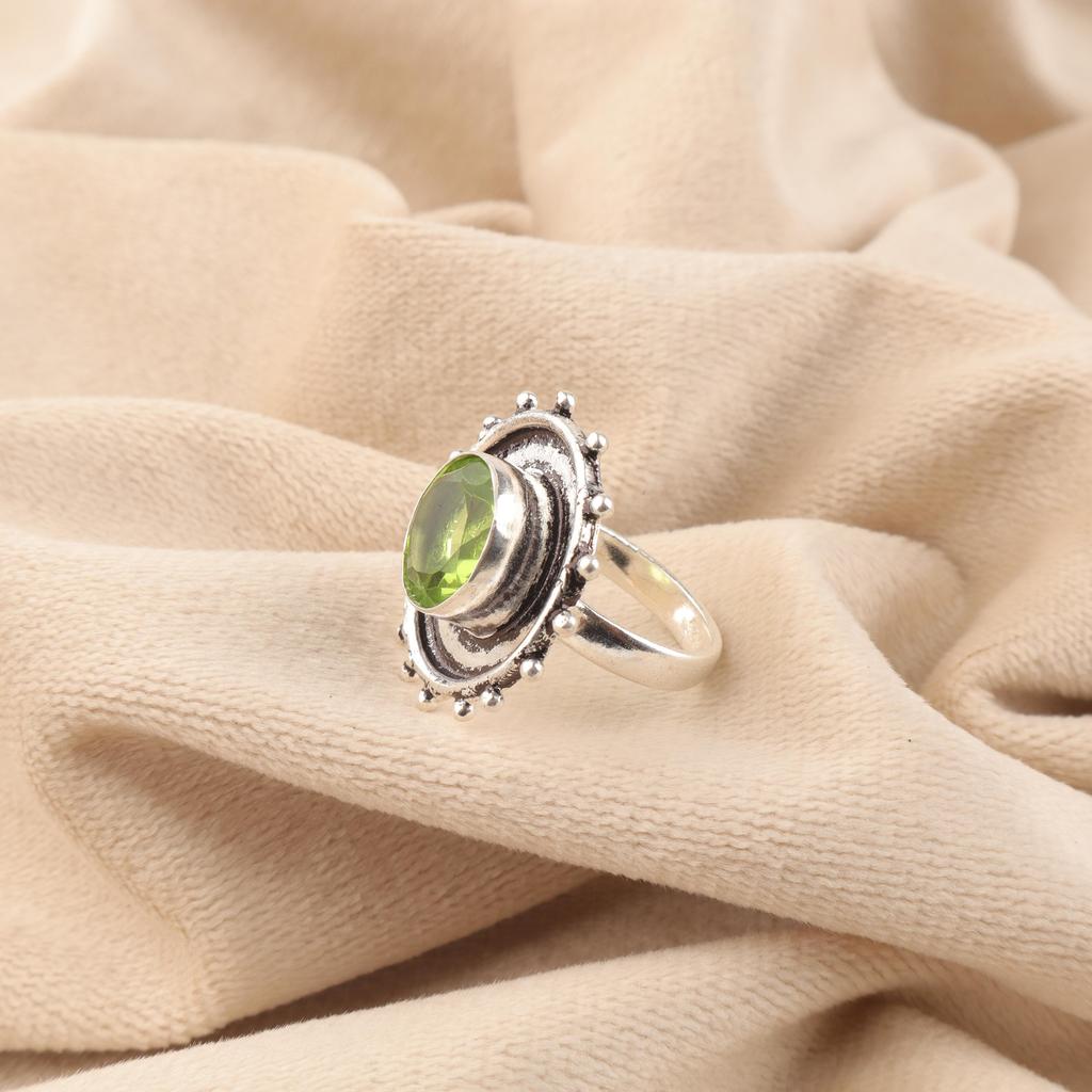 Peridot Gemstone Jewelry, 925 Solid Sterling Silver Ring, Handmade Charming Jewelry, Gorgeous Silver Ring Gift For Women