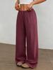 2026 Women's Pure Cotton Loose Solid Color Elastic Waist Wide-Leg Casual Pants