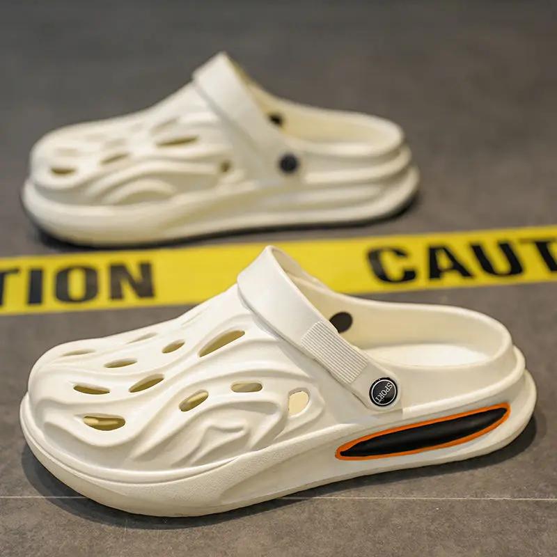 Fashion Hole Men's Shoe Slides Beach Soft Sabot Cheap Shoes Liquidation Rubber Original Comfortable Elegant Adult Casual Male Slipper