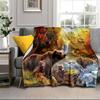 Autumnal Bear Family Scene Blanket Flannel Blanket Throw Blanket Sofa Cover Blanket Soft Premium Blanket Picnic Blanket Tv Blanket Gifts