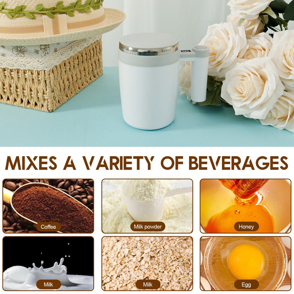 Ulepszony kubek samo mieszający, ładowalny automatyczny mieszalnik magnetyczny, kubek do kawy 400ml, kubek do kawy samo mieszający ze stali nierdzewnej