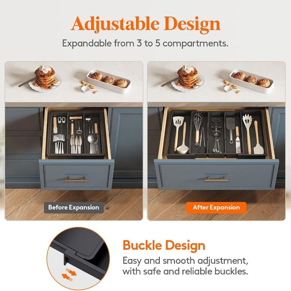 Save Space Tableware Organizer Plastic Cutlery Drawer Organizer  Holding Spoons,Forks