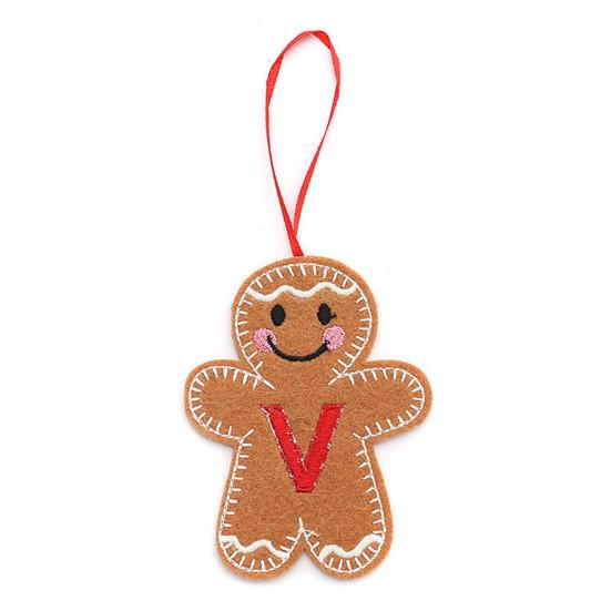 Gingerbread Man Ornaments Initial Alphabet Monogram Gingerbread Hanging Ornament Family Name Letter Xmas Tree Decor