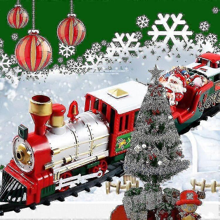 Electric Christmas Train - Sound And Light - Train Christmas Decoration With Animated Wagon And Santa Claus Tree Rails - PR