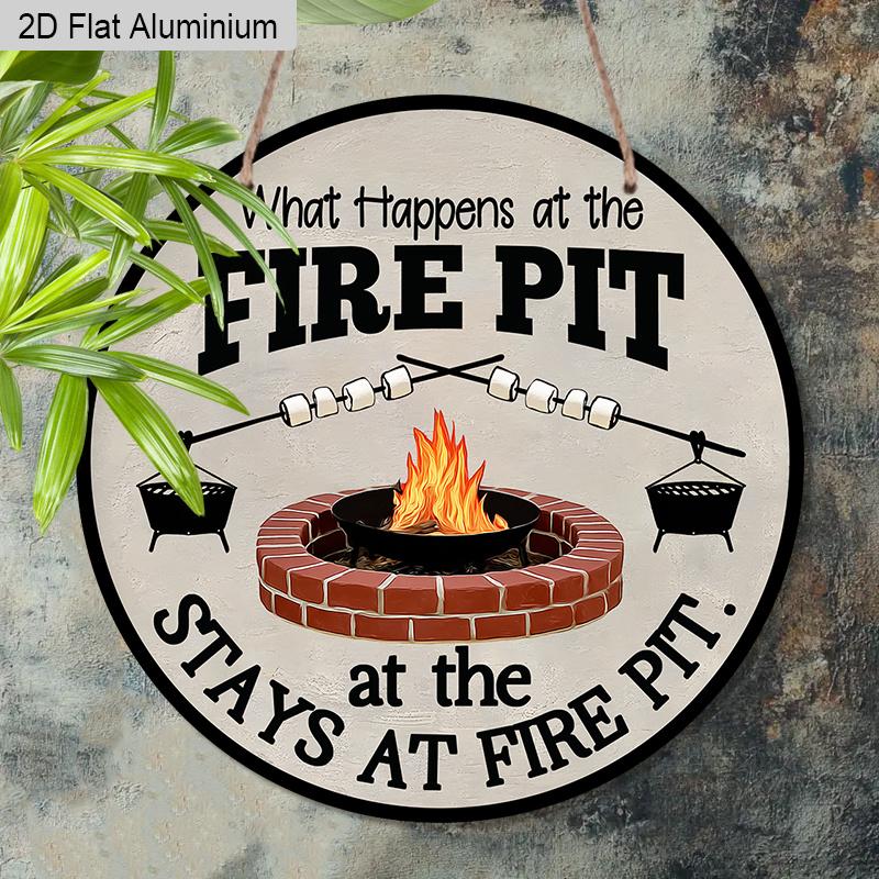 2D Flat Vintage Aluminium Sign with Campfire Gathering Pattern - BBQ Figurine Ornaments - Ideal for Front Door, Wall, Porch, Fence Decor - Ideal Gift