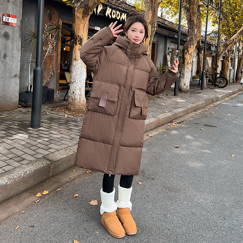 Autumn Winter Thicken Warm Parka Women Casual Solid Color Big Pocket Loose Long Hooded Coat Jackets Outwear
