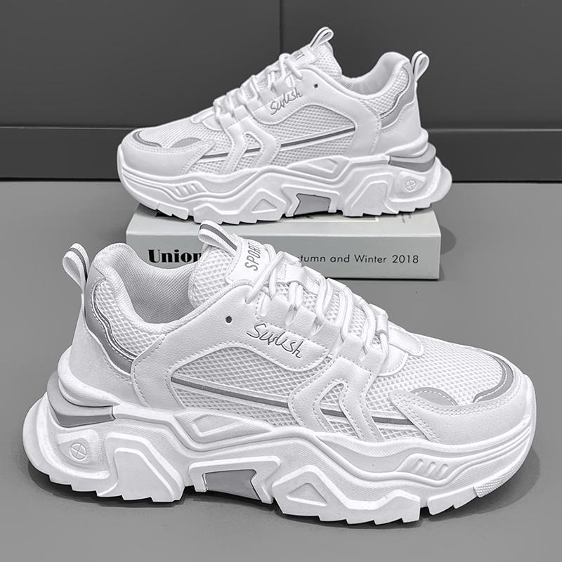 Autumn Breathable Soft Soled Running Shoes Outdoor Fashion Sports Shoes Men's Height Increasing Shoes Men's Mesh Minimalist Shoe
