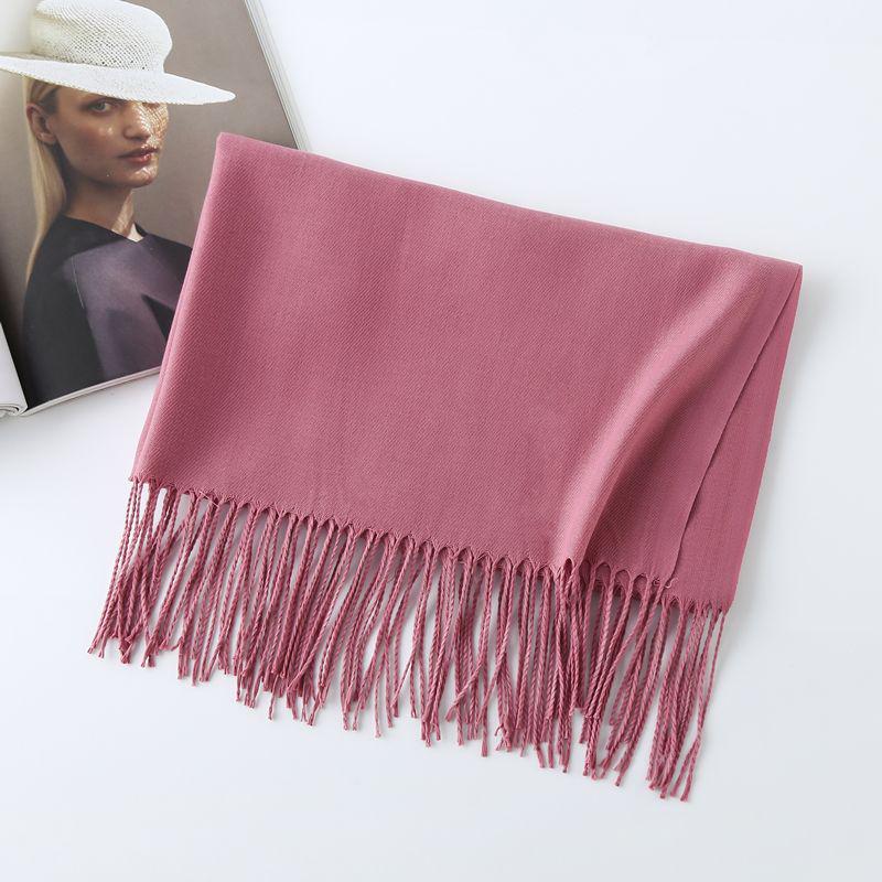 Women's Solid Color Imitation Cashmere Scarf - 200g, Red, Warm Autumn/Winter Shawl and Neckerchief