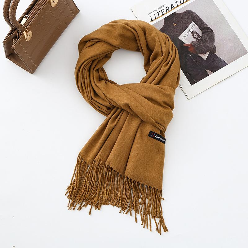 Cotton Solid Color Scarf for Women Winter Warm Wool Cashmere Scarf Autumn and Winter Women's Shawl Scarf Korean Style Atmosphere