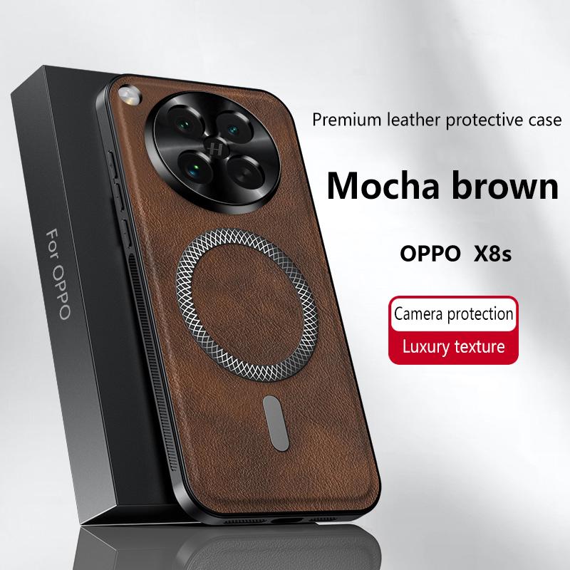 For Oppo Find X8S Case Magnetic Elegant Leather Wear-Resistant Lens Fully Covered Non-Slip Grip Edge Cover Shell
