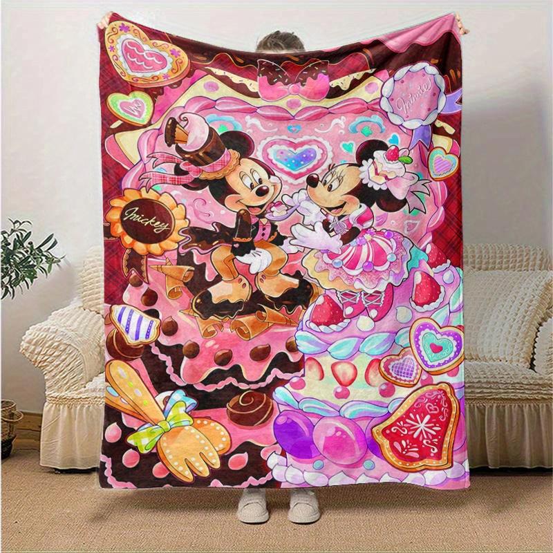 

1pc, Mickey and Minnie (1) Home Decor Flannel Blanket, Perfect Gift for Bedroom, Living Room, Travel, Camping, Car, Beach, Office Nap, Ideal Sofa Thro 130x150cm