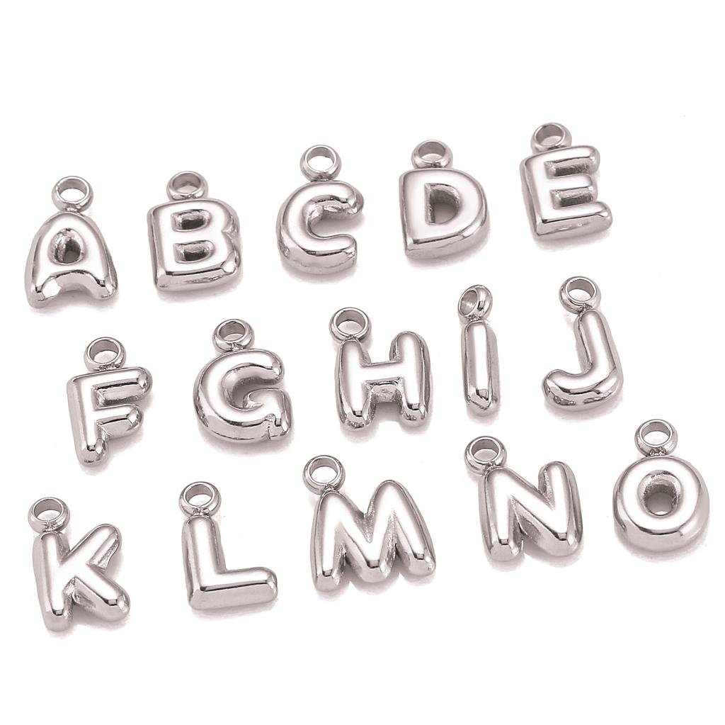 3Pcs Mini Balloon Alphabet Charms Cute Small Initial Bubble English Letter Stainless Steel Pendants DIY Necklace Bracelet Making