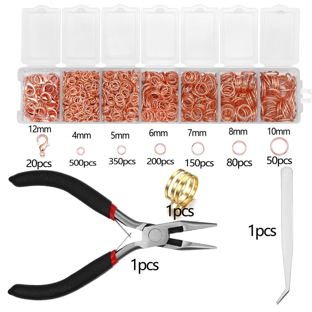 1353Pcs/Set Alloy Lobster Clasp Jump Rings Needle Nose Pliers Tweezers Open Ring Jewelry Accessories Kit for DIY Jewelry Making