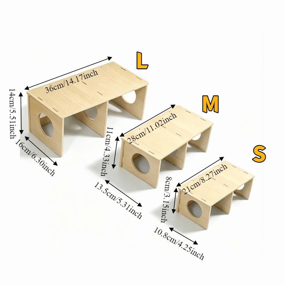 Wooden Hamster Hideaway House Multi-Chamber Detachable Hamster Nest Ventilated Chew-Proof Pet Hideout Chamber Playing