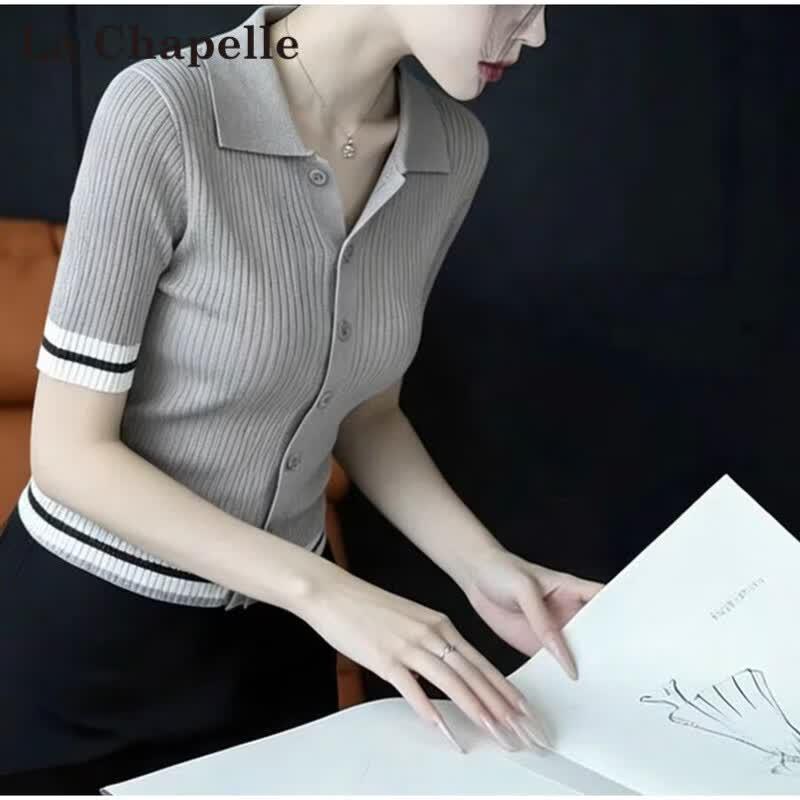 La Chapelle Women s Loose-Fit Polo T-Shirt L