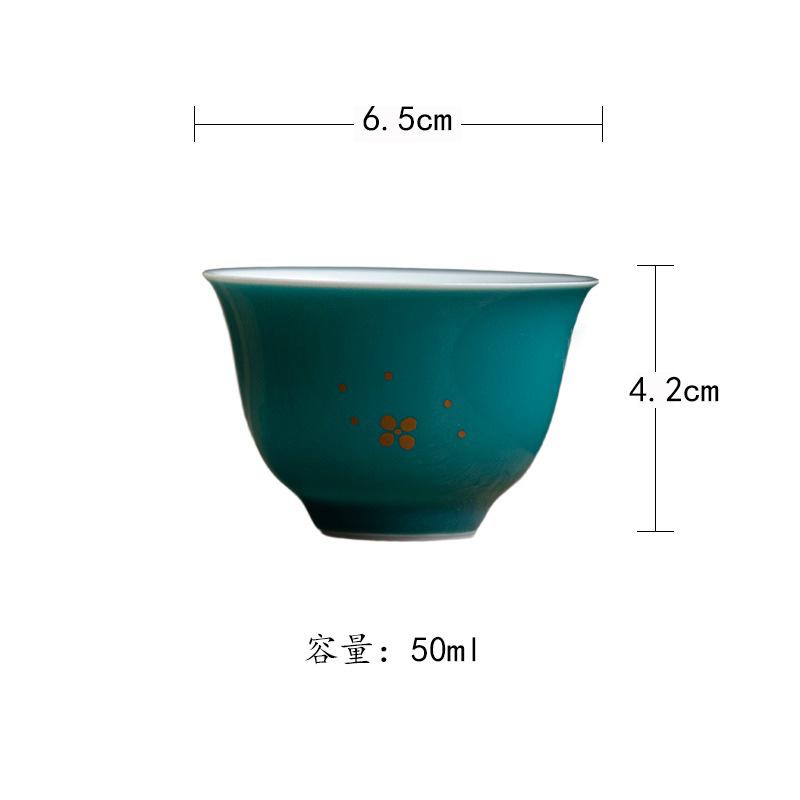 

2pc/lot Turquoise Green Sprinkle Gold Teacup Creative Tea Bowl Jug Tea-tasting Meditation Cup Jianzhan Master Cups Tableware As Your Choose