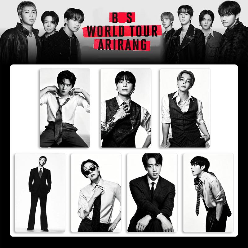 Мировой тур BTS Arirang Набор фотокарточек, Черно-белые Ломо-карточки участников, K-pop Bangtan Boys Коллекционная открытка Подарок для поддержки фанатов ARMY black