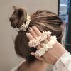 3 PCSImitation Pearl Hair Ties • Elastic Scrunchies Stretchy Bands • Bead Ropes Hair Accessories for Women • Ponytail Thick Hair • White&Gold&Pink