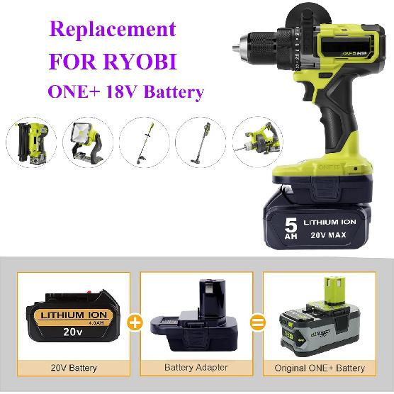 Адаптер Lasica DM18RL Совместим с инструментами Ryobi 18V, Адаптер Совместим с Mil-Waukee M-18 18V и Совместим с батареей Dewalt 20V Max для