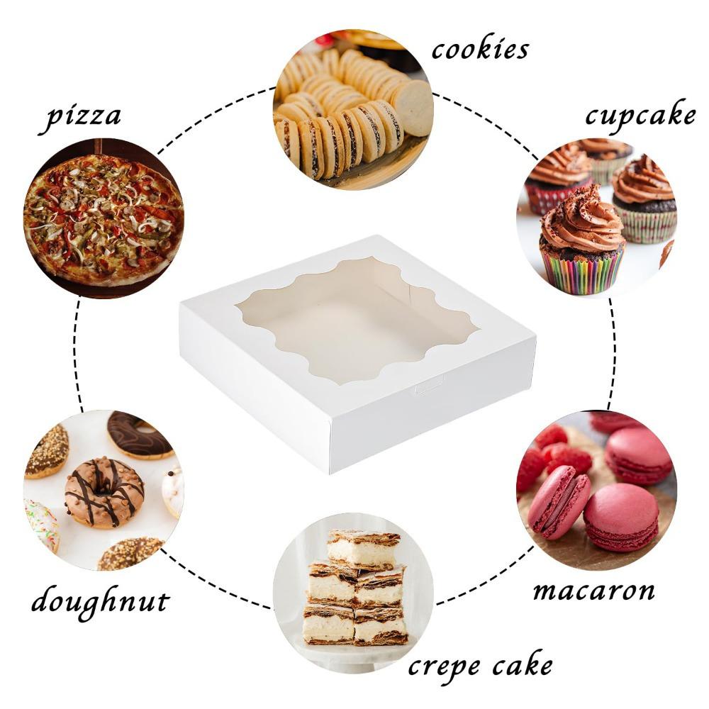 8pcs White Treat Boxes with Clear Window Gift Boxes Auto-Popup Gift Wrap Box, Kraft Paper Gift Packing Box for Weddings Birthdays Parties Jewelry