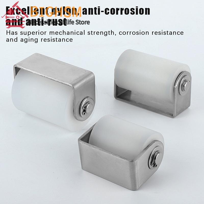 201 Stainless Steel Perforated Bracket Guided Nylon Bearing Mobile Door Pulley Positioning Roller Household Hardware Accessories