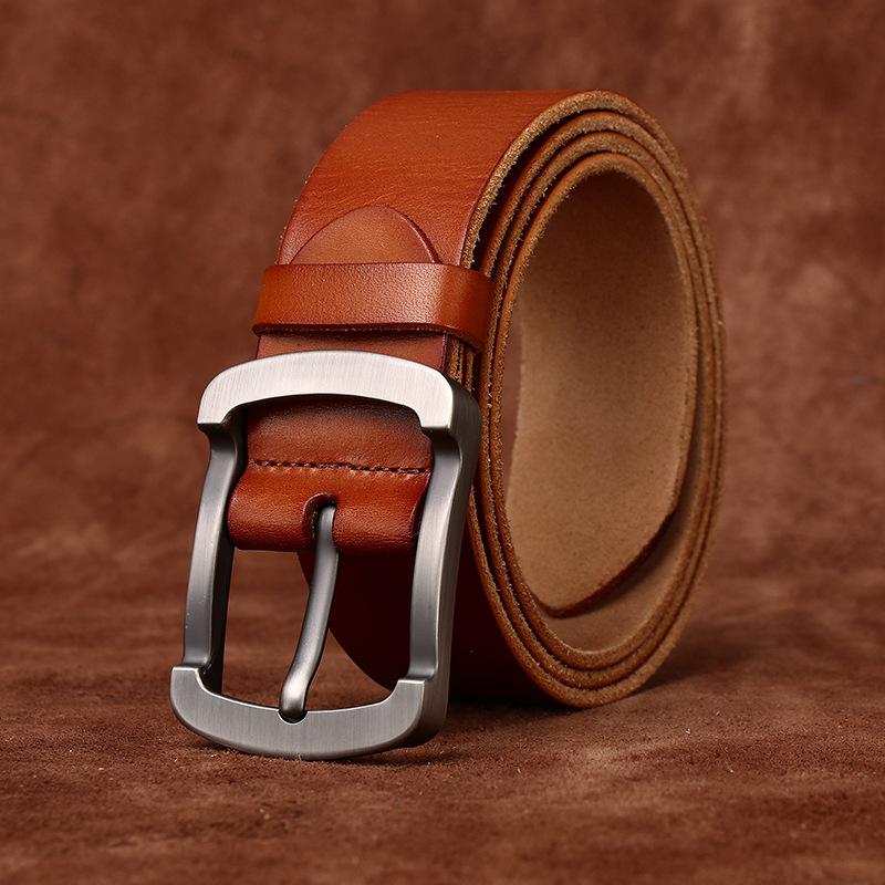 Exclusive For Men'S Pin Buckle Belt, First Layer Cowhide Casual Versatile With Jeans Casual Leather Men'S Belt