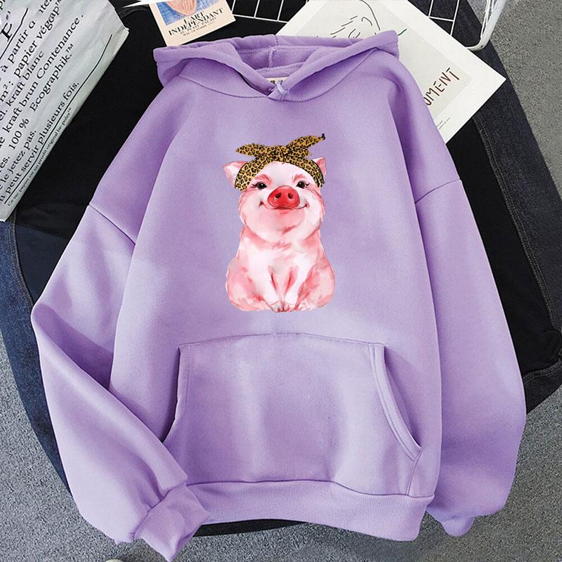 Mode Unisex Hoodies Schwein Gedruckt Kapuze Sitzshirts Streetwear Casual Pullover Tops (Versand in 48 Stunden)