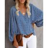 1116 European and American women's clothing summer new V-neck lantern sleeve top V-neck loose shirt women