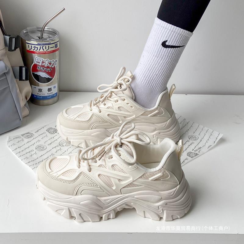 

Новая женская модная платформа спортивная обувь женская весна осень черные повседневные массивные кроссовки женские сетчатые кожаные туфли на платформе 37