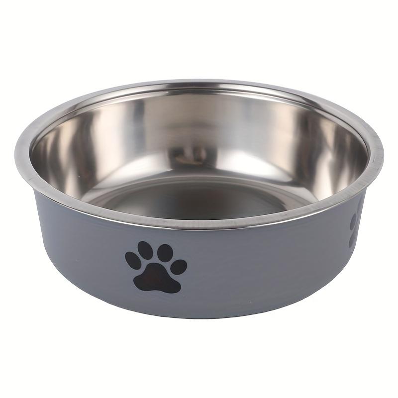 1pc Durable Stainless Steel Pet Bowl Anti Slip, Easy To Clean, Cute Paw Print Dog Bowl Perfect For Food & Water