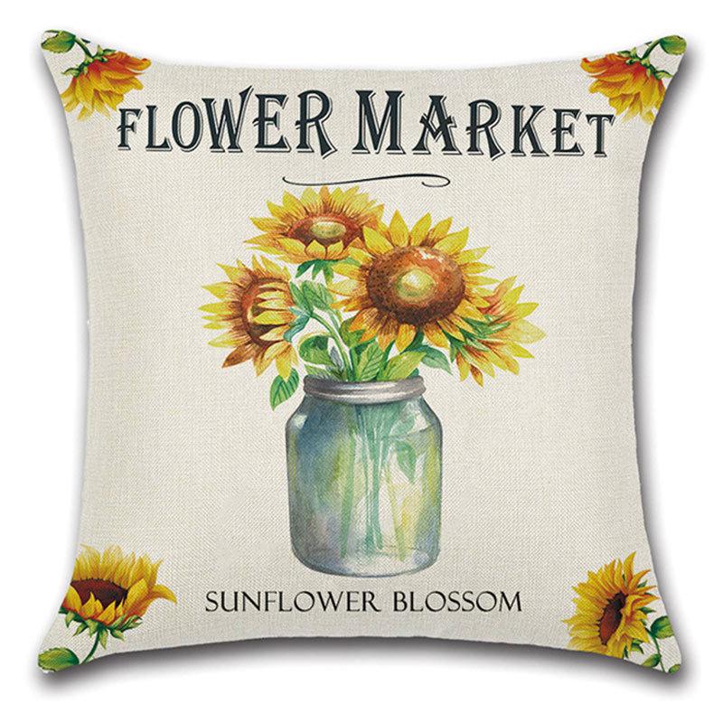 Pillow Farm Sunflower Pillow Cover Happy Summer Thanksgiving Car Waist Support Cushion Home Pillow Cover