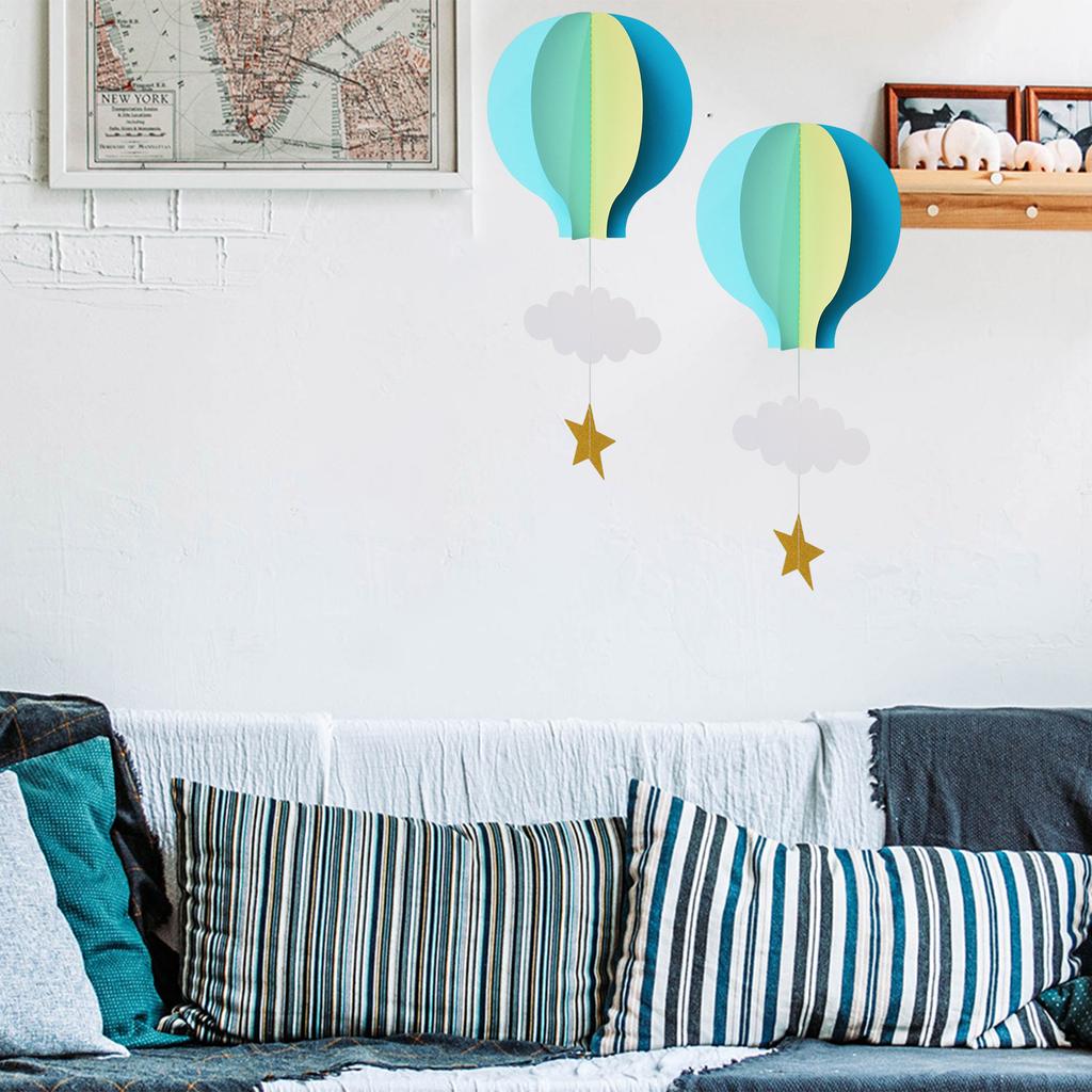 3D Hot Air Balloon Hanging Paper Pendant for Party Gathering Birthday Party Wall Ceiling Hanging Ornament for Formal