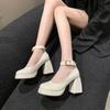 Fashion Spring New Coarse Heel Shoes Women Fashion Round Head Shallow Mouth with Thick Sole Anti-slip Wear-resistant High Heels