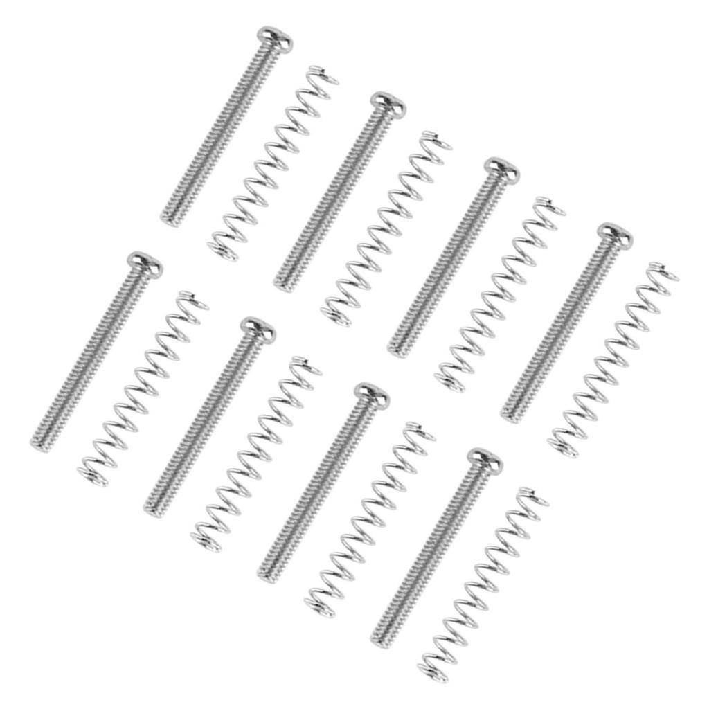 8 Set Guitar Pickup Screw Spring Iron Double Coil Pickup Frame Mounting Screws and Springs Silver