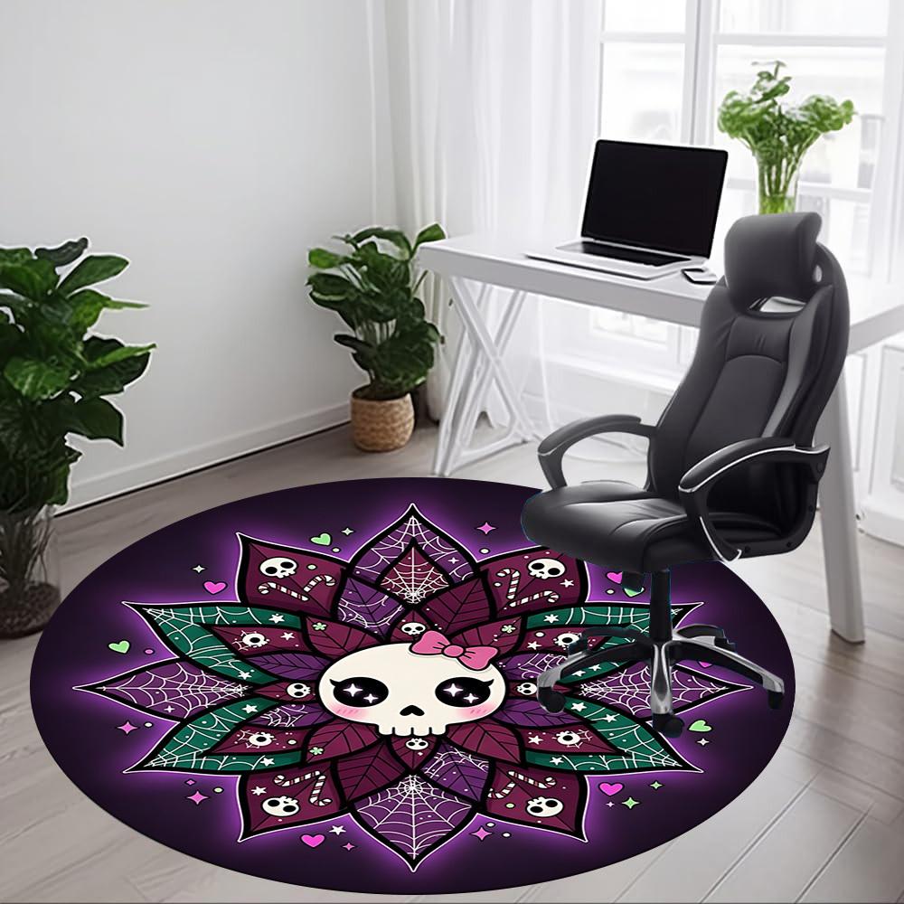 1pc Gothic Mandala Office Round Rug, Non-slip, Soft and Durable Office Rug for Interior Decoration, Perfect for Office,Decoration yy260204028