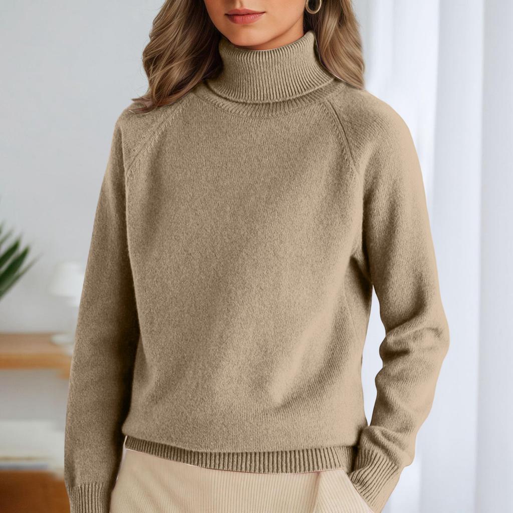 Women's Stand-up Collar Pullover Loose Thick Color Turtleneck Knitted Base Sweater