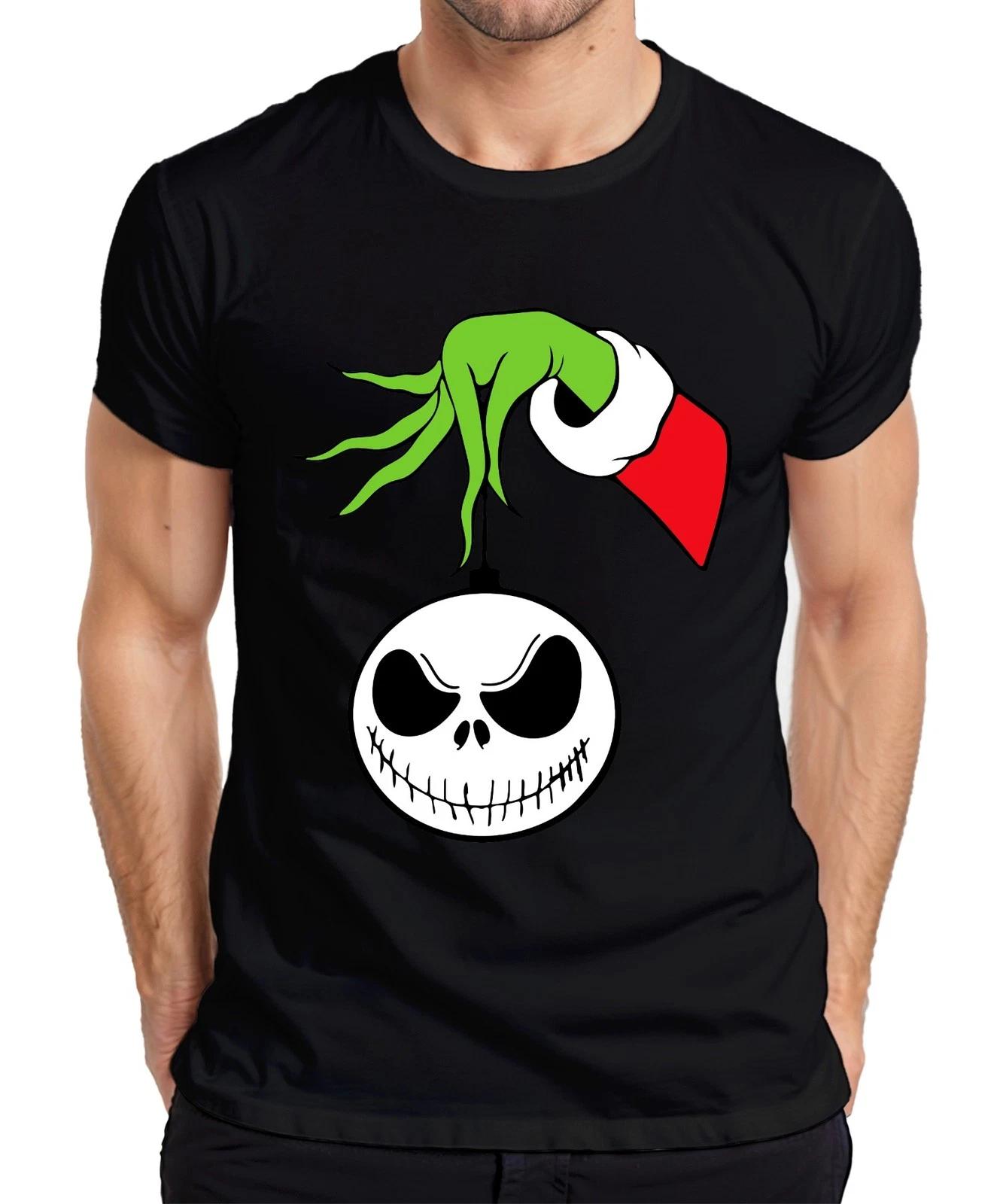 Jack Skellington Grinch Hand Weihnachtskugel Skelett Gothic Herren T-Shirt S