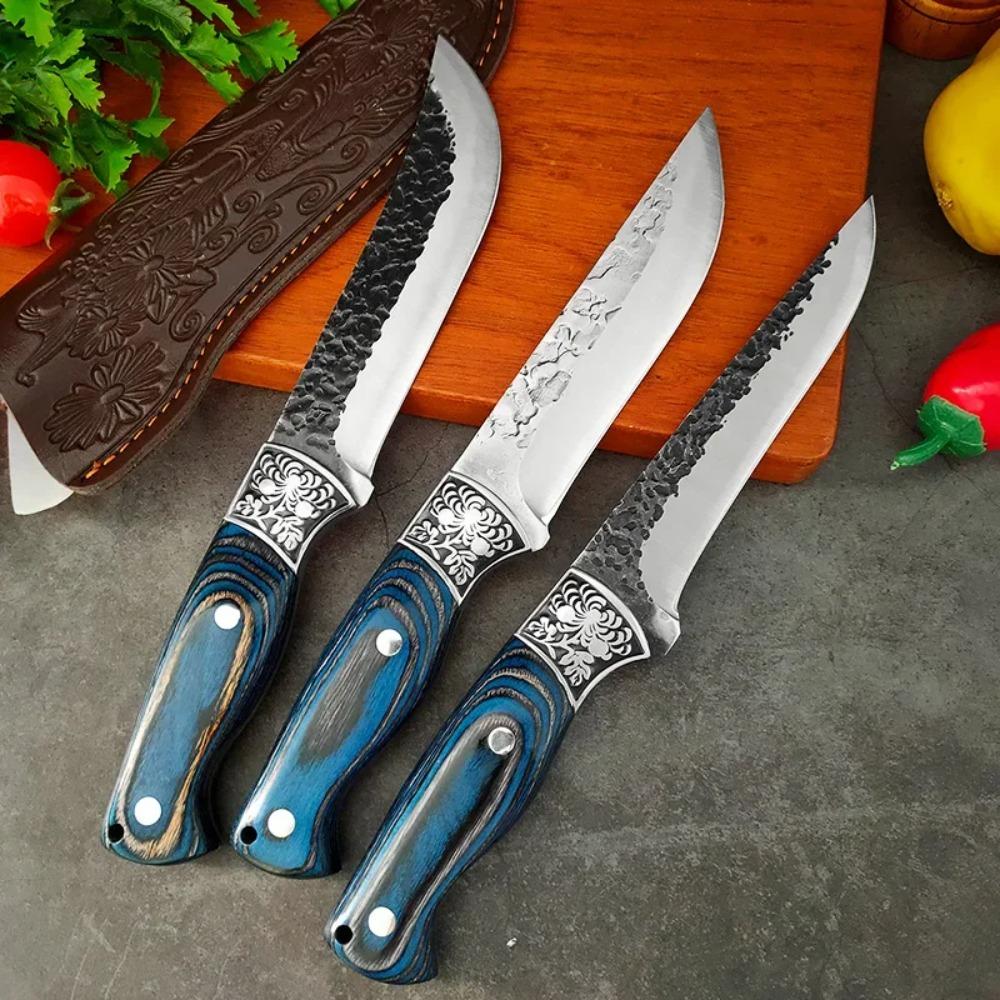 Mit Schutzhülle Küchenmesser Koch Fleischerbeil Gemüse Scheibe Obst Kochmesser Holzgriff Handgeschmiedete Klinge Metzger Ausbeinmesser