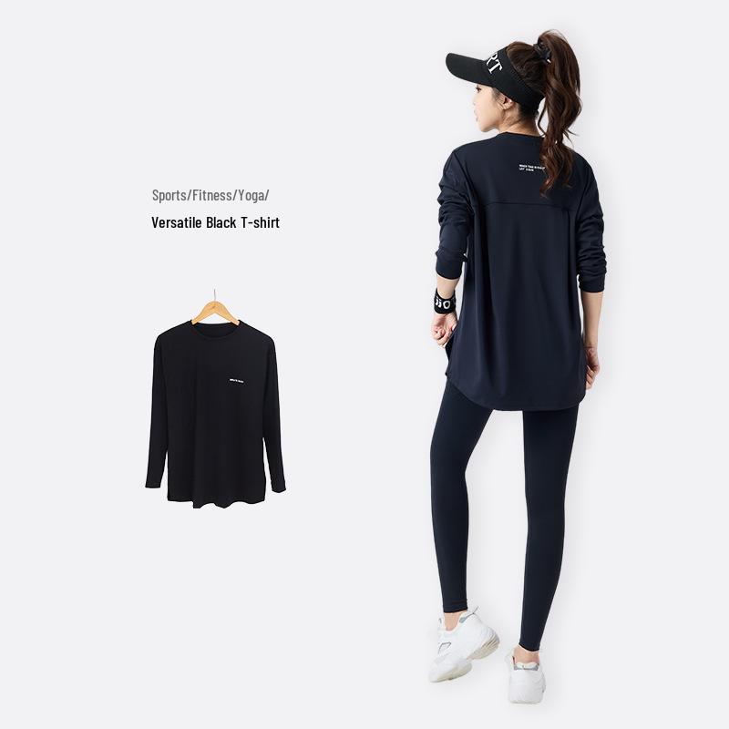 Women's 2026 Three-Piece Yoga Set: Loose Long Sleeve, Tapered Pants, Sporty Letter Vest Fitness Wear